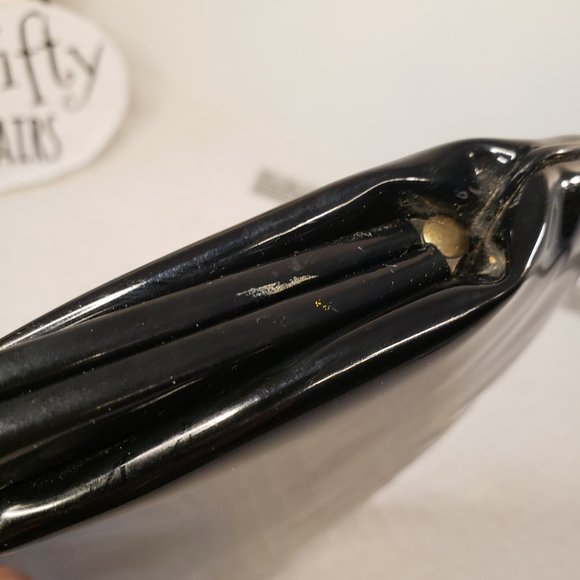 ETRA Vintage Black Patent Leather Clutch Evening Bag - Picture 9 of 11